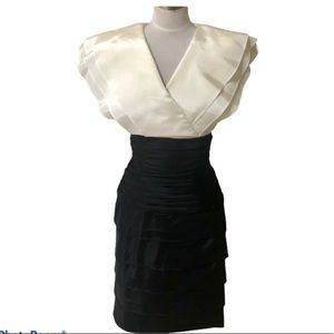 Tadashi Shoji vintage black and off-white dress, size 6